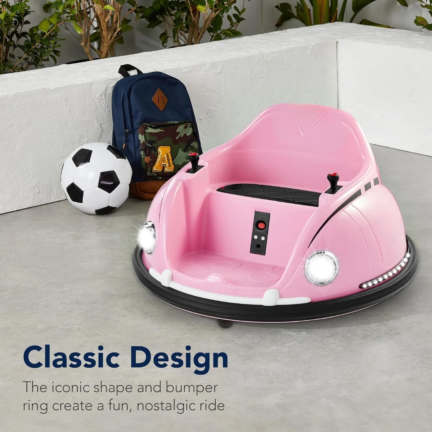 6V Electric Kids Ride On Bumpin Bumper Car, 1.5-6 Years Old, Parent Remote Control, 360 Degree Spin, Lights, Sounds - Pink