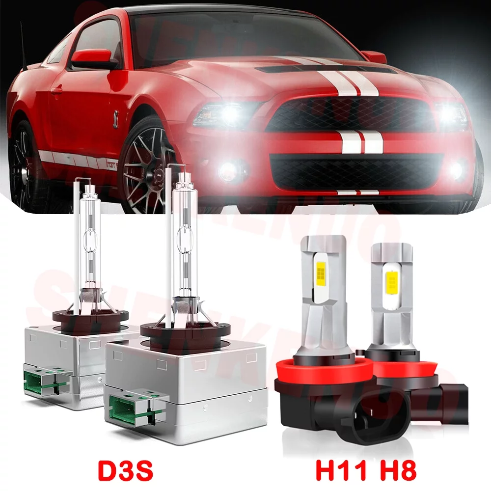 D3S HID Headlight Bulbs for Ford Mustang 2012 2013 2014 2015 2016 2017 H11 H8 Led Fog Lights 4pcs