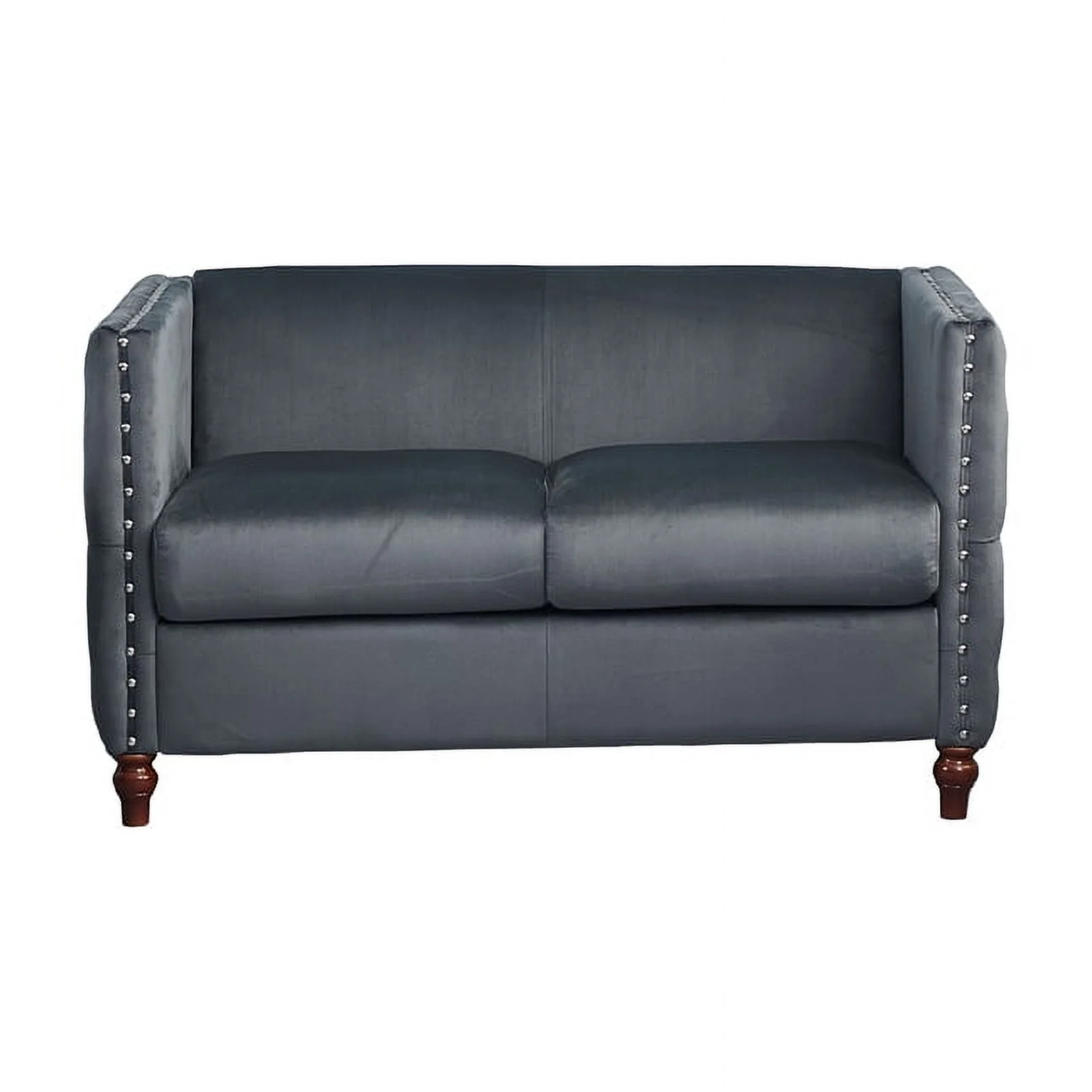 Home Square 2-Piece Set with Velvet Livingroom Loveseat and Chair in Gray