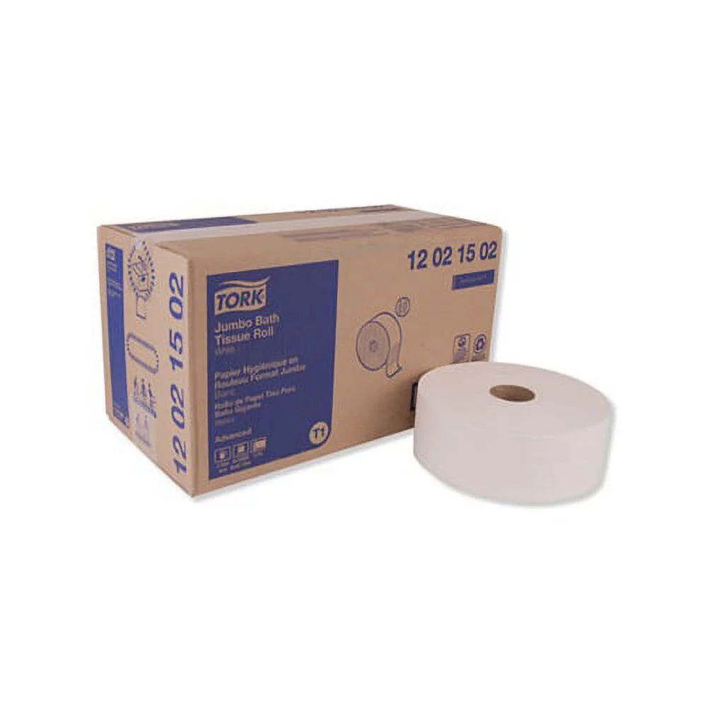 Tork Advanced Jumbo Bath Tissue Paper Septic Safe, 2-Ply, White, 1600 ft/Roll, 6 Rolls/Carton