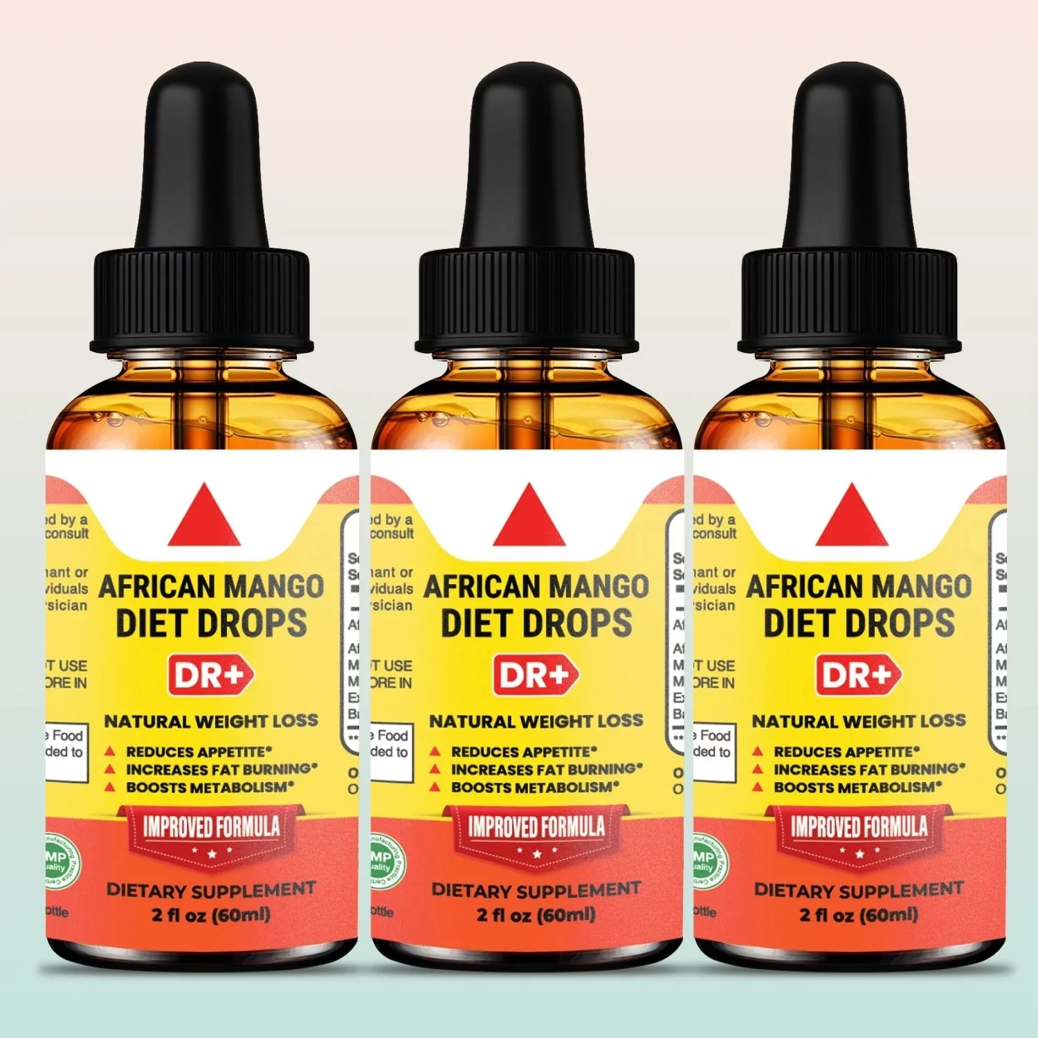 African Mango Wellness Drops - Diet Drops Suppress Appetite Burn Fat Boost Energy Fast Results 3-Pack