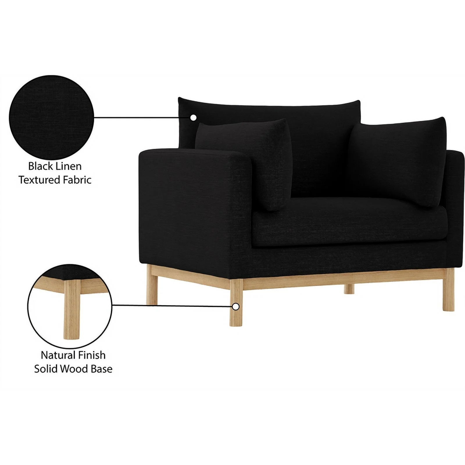 Meridian Furniture Langham Black Linen Textured Fabric Chair