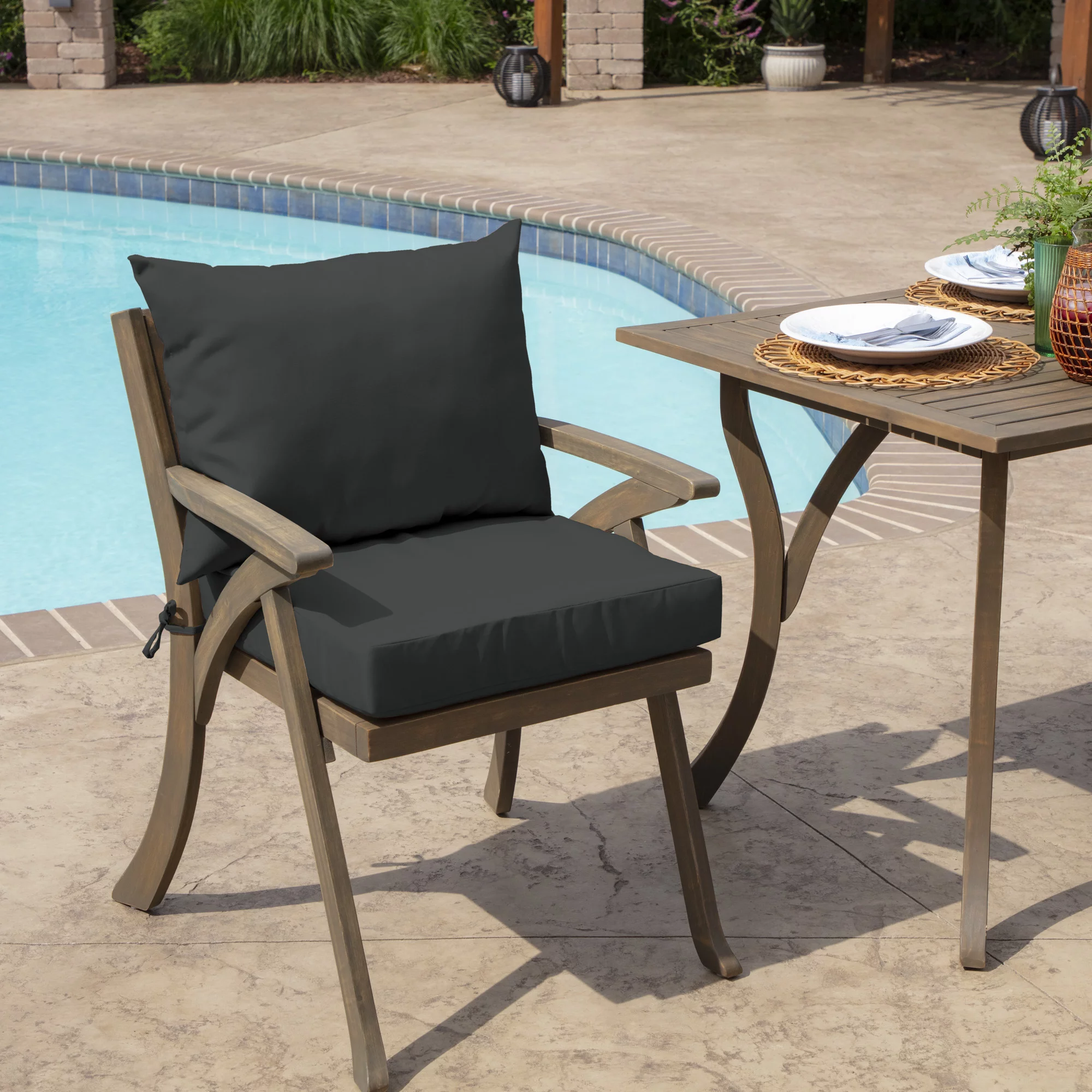 Arden Selections Slate Grey Acrylic Outdoor 21 x 21 in. Dining Chair Cushion Set