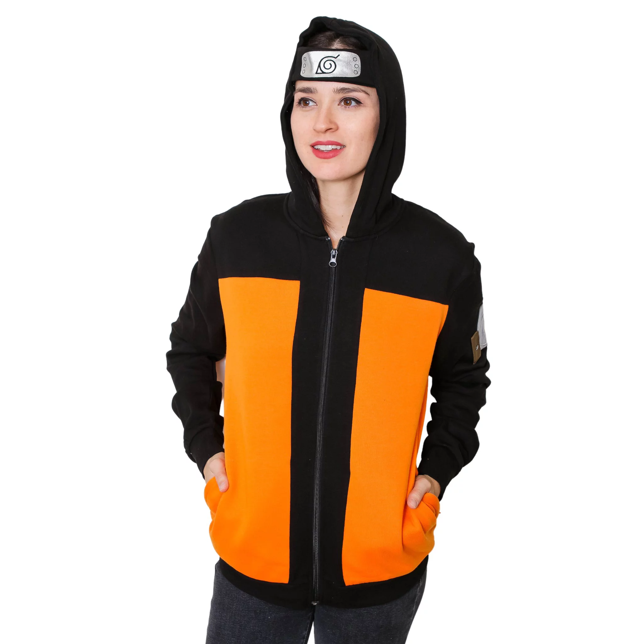 Naruto Shippuden Naruto Costume Adult Zip Up Hoodie M