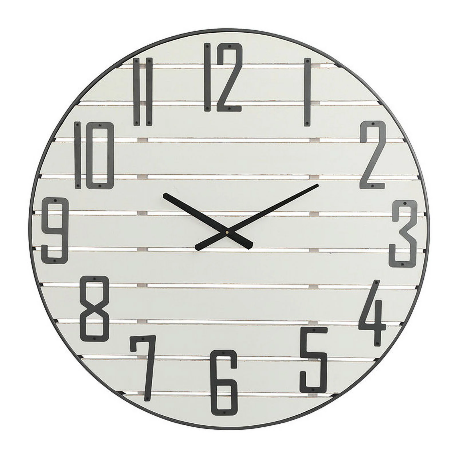 Adelina White Round Wood Farmhouse Wall Clock