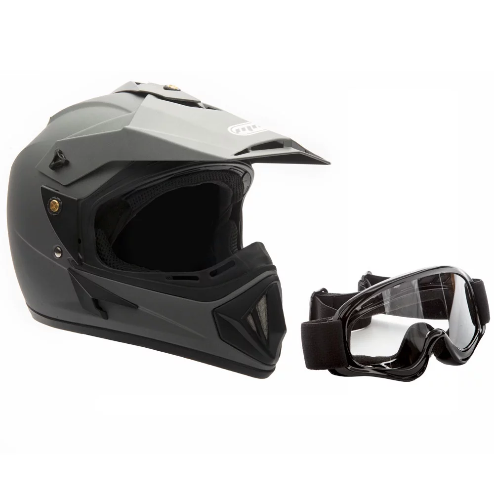 Motorcycle Helmet Off Road MX ATV Dirt Bike Motocross UTV - Matte Gray (x-Large)