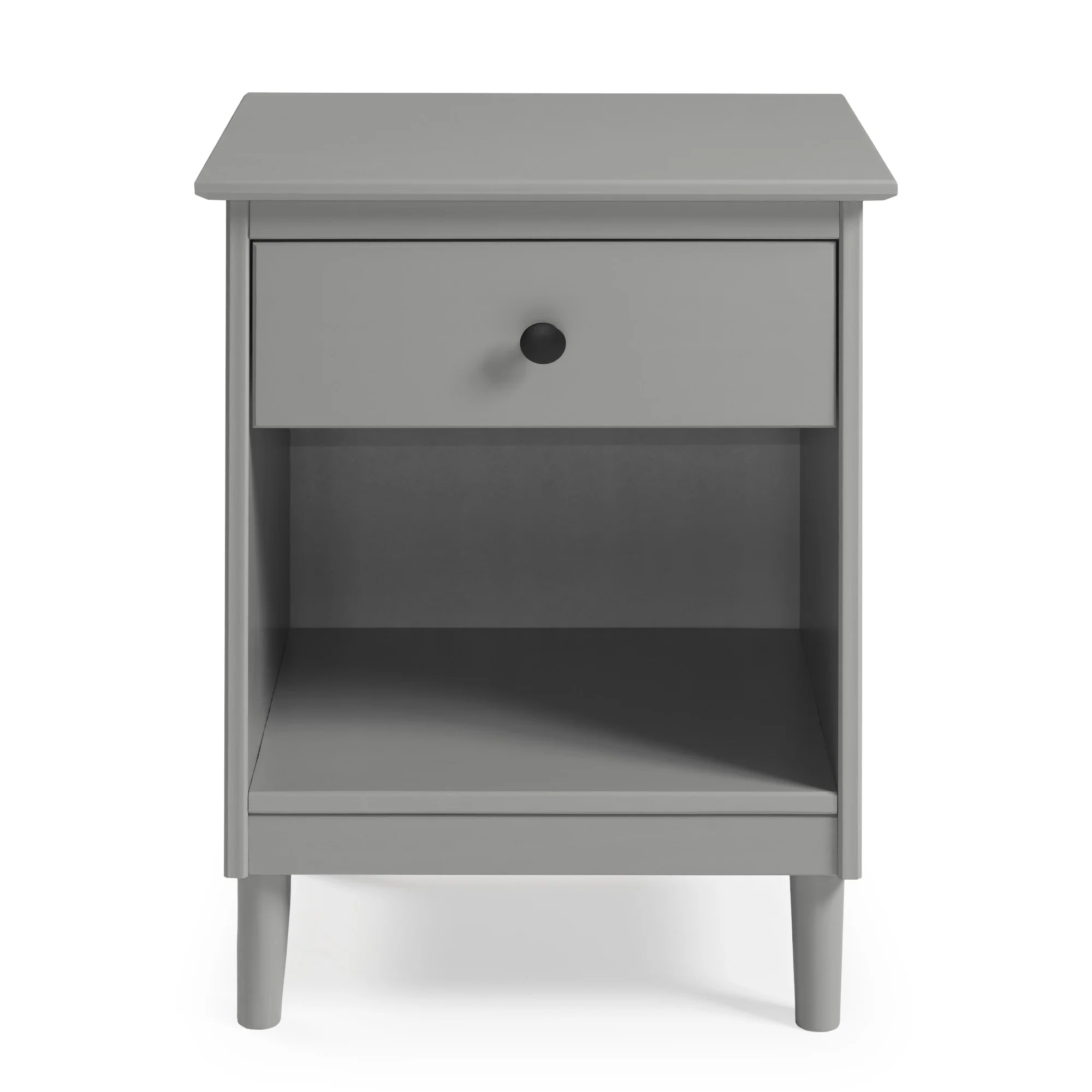 Walker Edison 25” Transitional 1-Drawer Solid Wood Nightstand, Grey