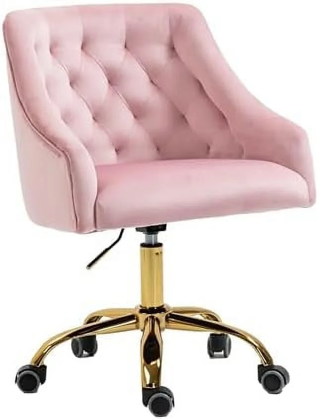 CHNBVC Comfy Home Office Task Chair with Wheels  Cute Modern Upholstered Velvet Seashell Back Adjustable Swivel Vanity Desk Chair  for Women  for   for Girls  Living Room(Bright Blue)