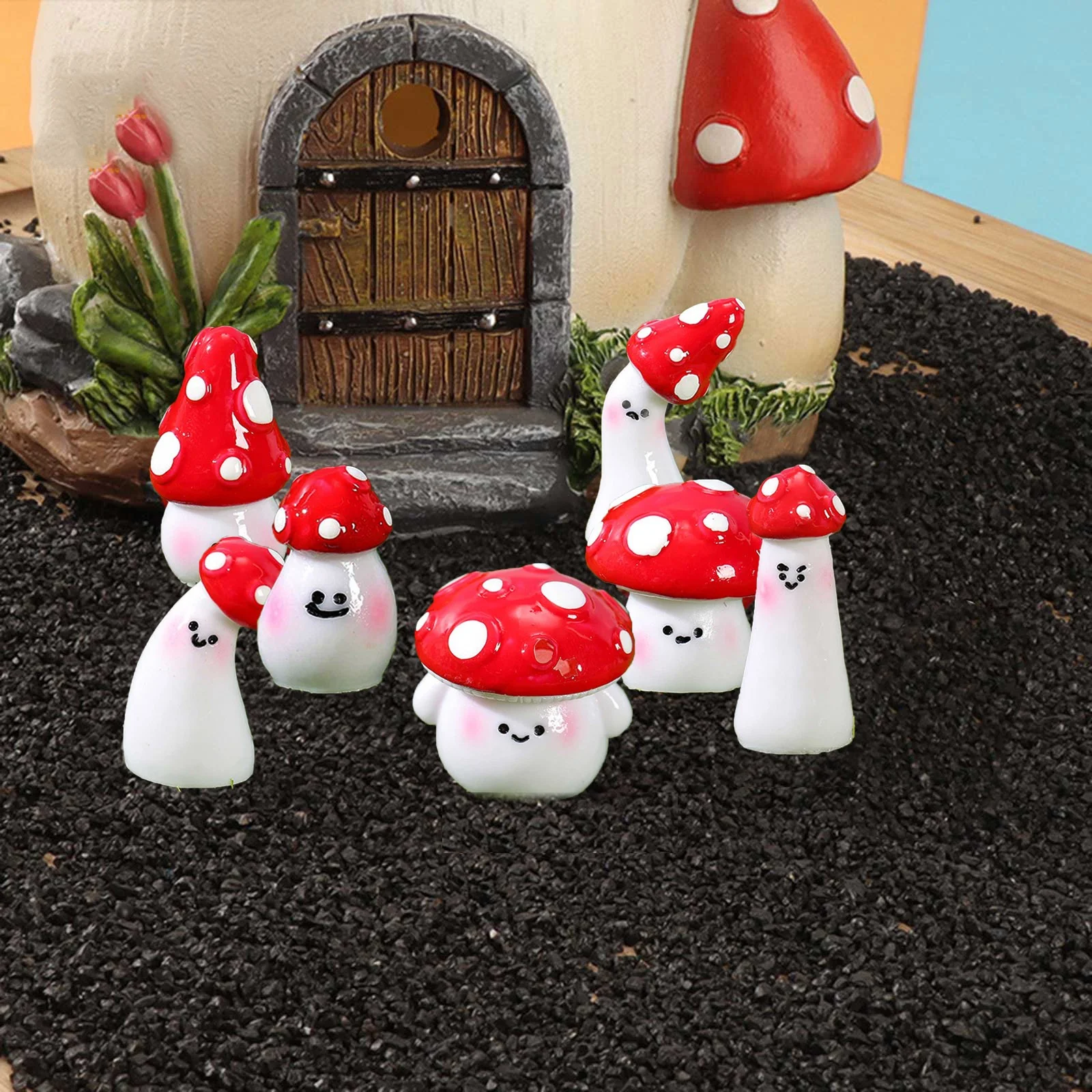 Hippopotamus Ornament 7pcs Mini Agarics Crafts Garden Agarics Tiny Resin Agaric Decor False Agaric Miniatures Statue For Bonsai Micro Craft