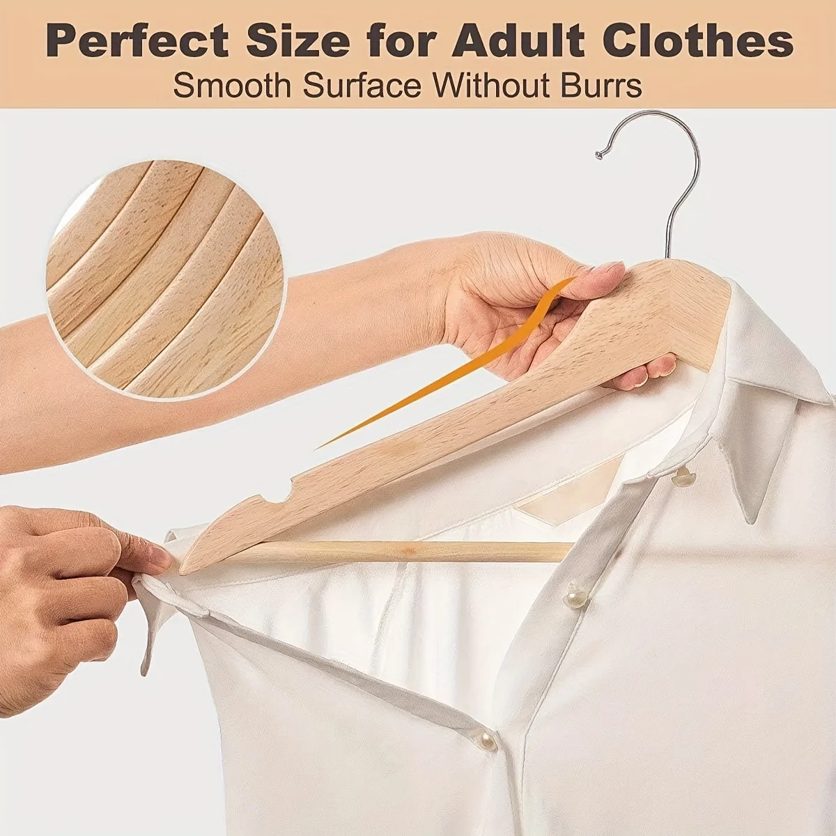 Solid Wooden Hangers 20 Pack, Wood Suit Hangers with Extra Smooth Finish, Precisely Cut Notches and Chrome Swivel Hook, Clothes Hangers for Shirt Coat Jacket Dress, Natural