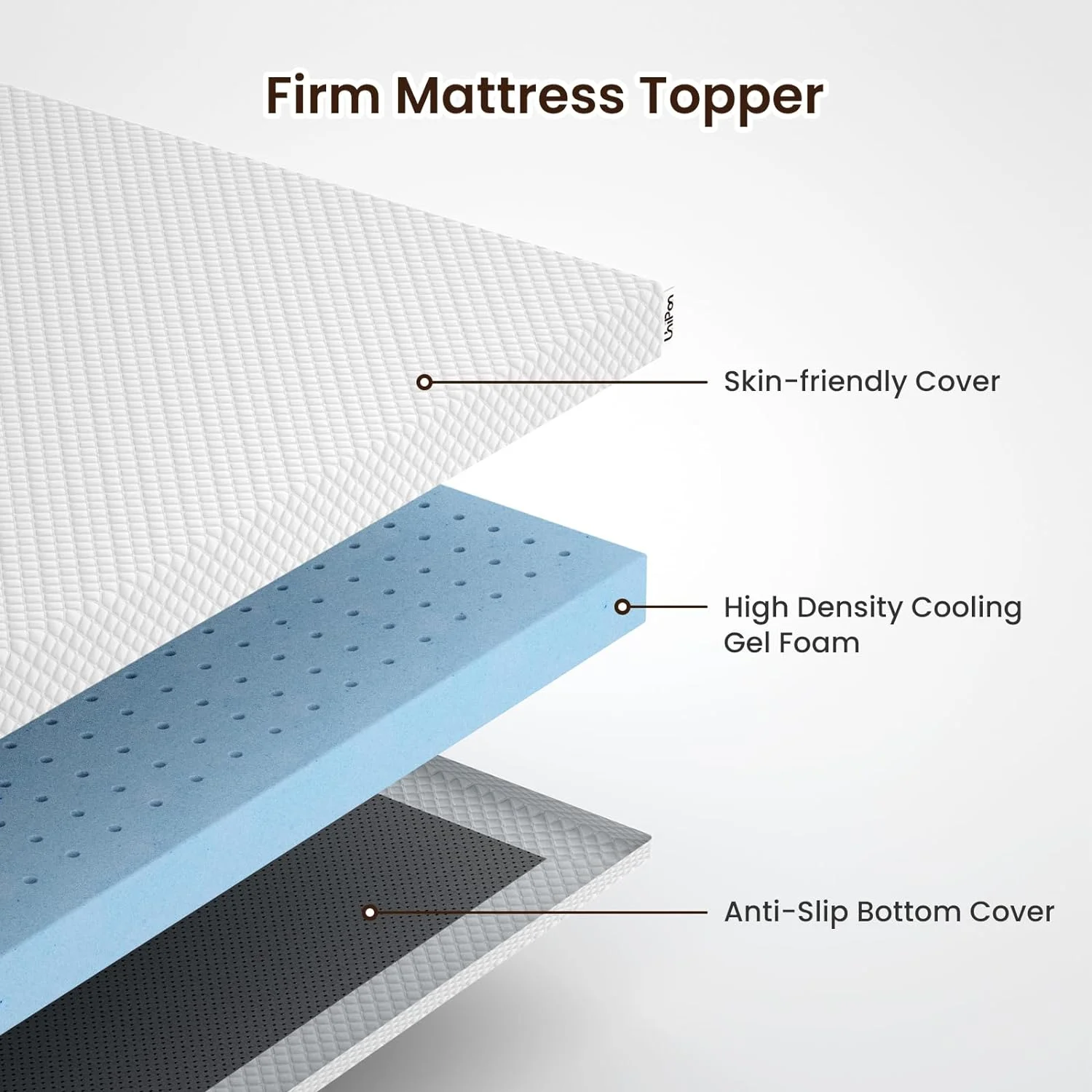 YUMIAO 4 Inch Firm Mattress Topper King, Gel Infused Ventilated Bed Topper for Back Pain Relief - Firm Foam Mattress Topper, CertiPUR-US Certified