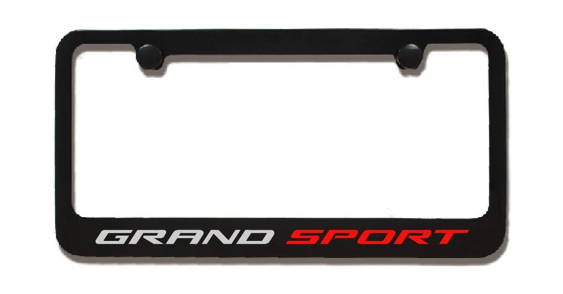 C7 Corvette Black License Plate Frame w/Grand Sport Script