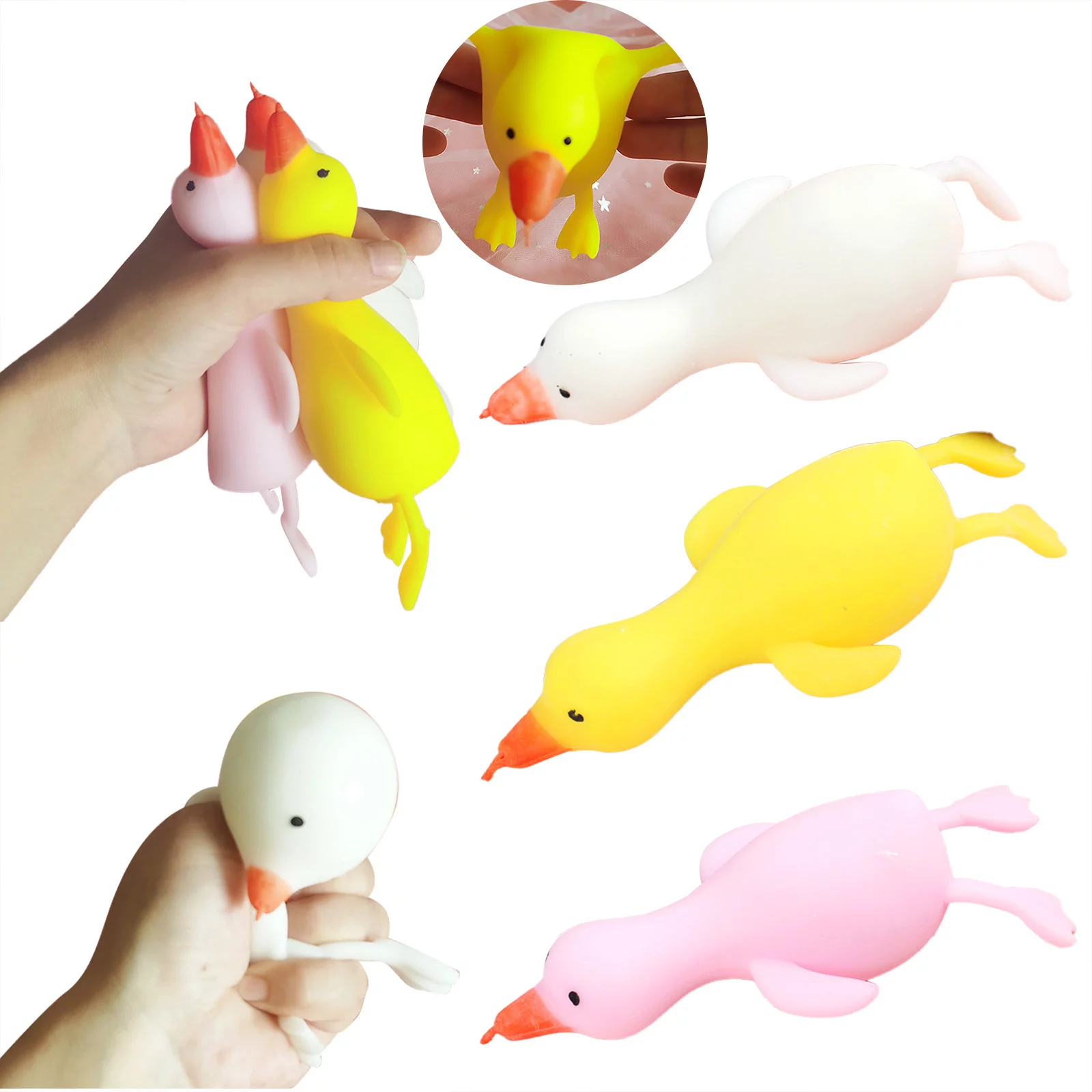 FHKOEGHS 6 Cm Cute Squish Sensory Toy Decompression Artifact Vent Toy Slow Toys And Easter Weird Gifts（3pcs White Pink Yellow）