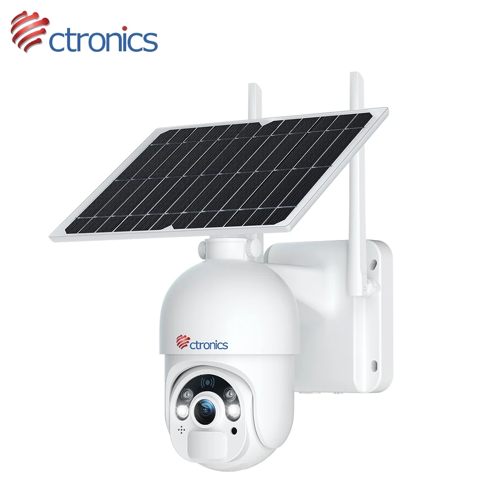 Ctronics 2K Outdoor Security Camera, 2.4G WiFi Solar/Battery Powered Cam with 10000mAh, 360Â° View, Spotlight, Local SD Card Storage, PIR Human Detection, 2-Way Audio, Full Color Night Vision, IP66