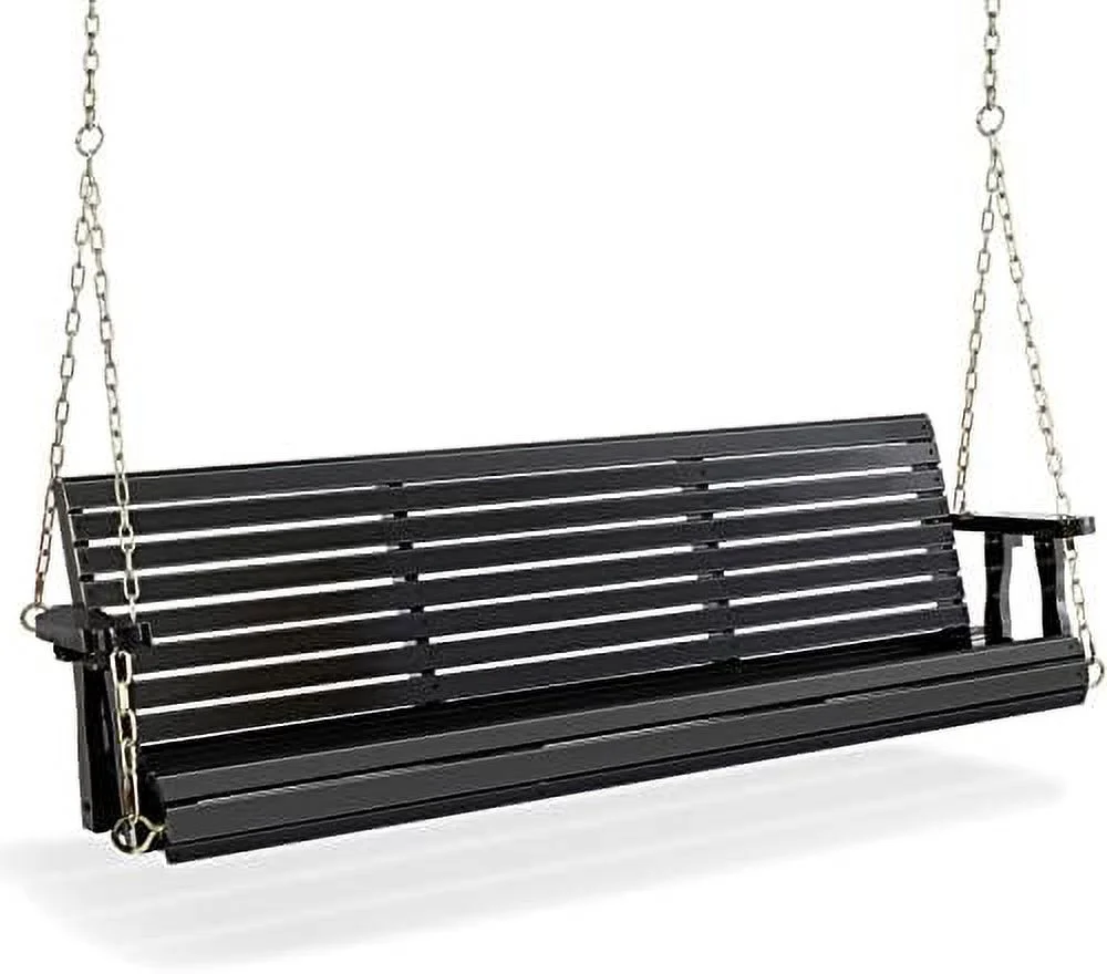 GVJMTKP Upgraded Patio Wooden Porch Swing for Courtyard & Garden  Heavy Duty 880 LBS Swing Chair Bench with Hanging Chains for Outdoors (5 FT  White)