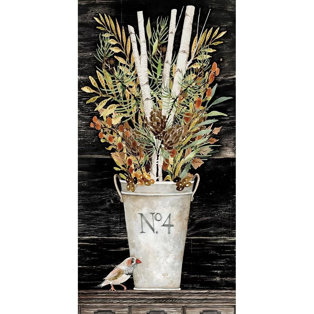 Jacobs, Cindy 9x14 Black Modern Framed Museum Art Print Titled - No. 4 Fall Flowers and Birch 1