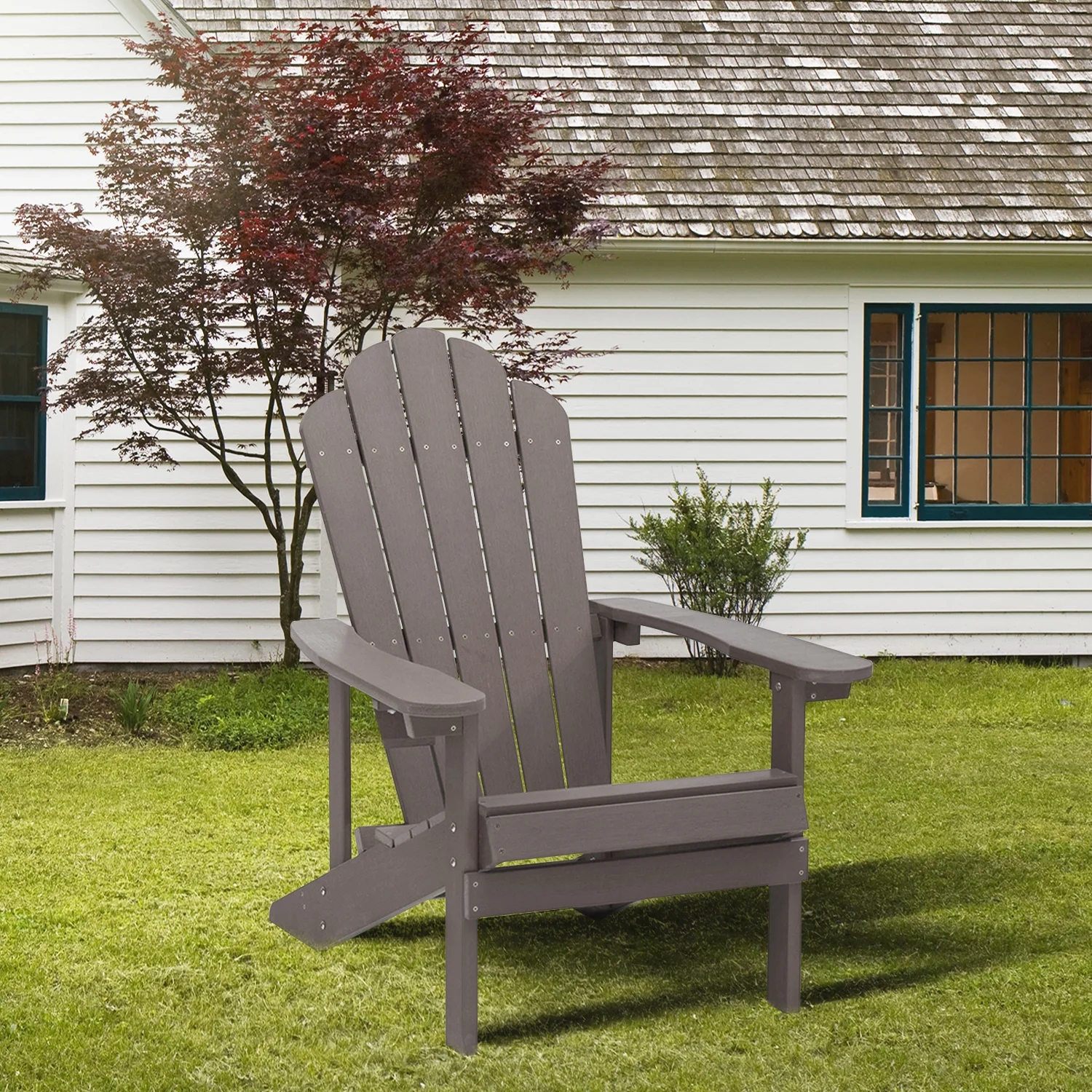 Sunny Shower Weather Resistant Accent Furniture Fold Outdoor Adirondack Chair for Garden Porch Patio