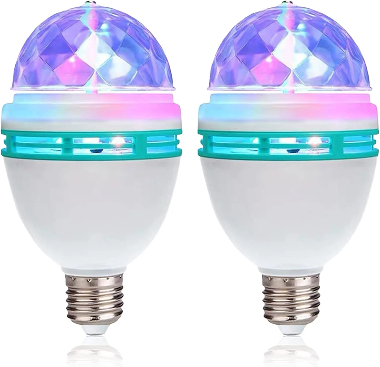 HARBOLLE 2 Pack RGB Color Rotating Bulb,E26/E27,LED Party Bulbs Colored Strobe Light Bulb Multi Crystal Stage Lights for Disco, Birthday Party Club Bar for Indoor & Outdoor Parties, Photography 2 Count (Pack of 1)