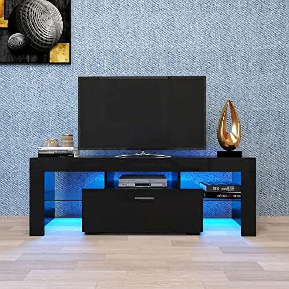 YPDCHB LED TV Stand for 55 inch TVs  High Gloss Entertainment Center with  Cabinet  Media Console Table Television Stands Cabinet for Living Room