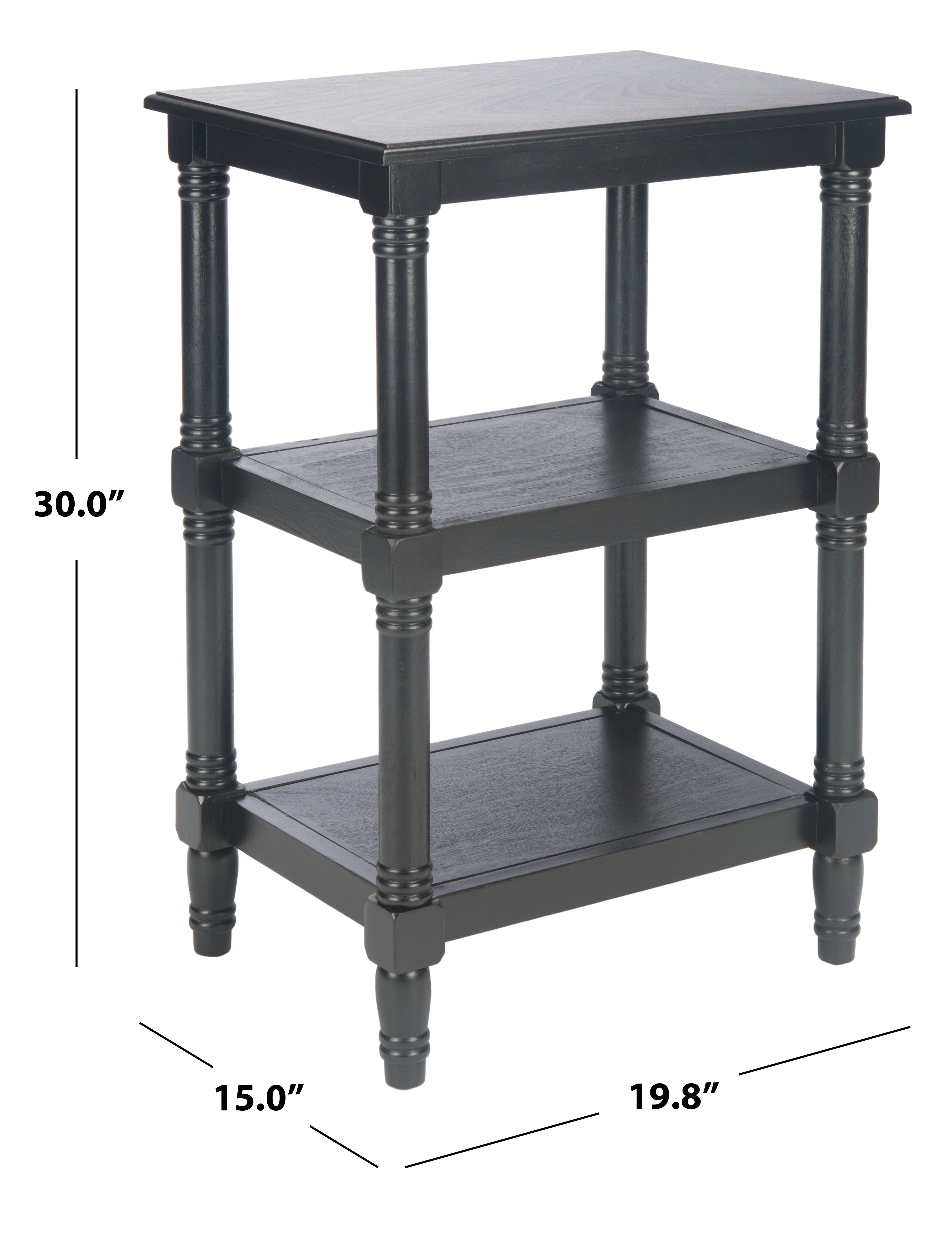 SAFAVIEH Cassie Amish Style Black Rectangle Wood End Table (19.8 in. W x 15 in. D x 30 in. H)