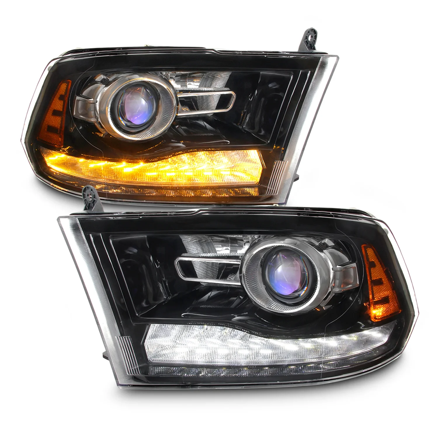 AKKON - For 2009-2018 Dodge Ram 1500/2500/3500 LED Black Headlights|LED Smoke Tail Lights Housing