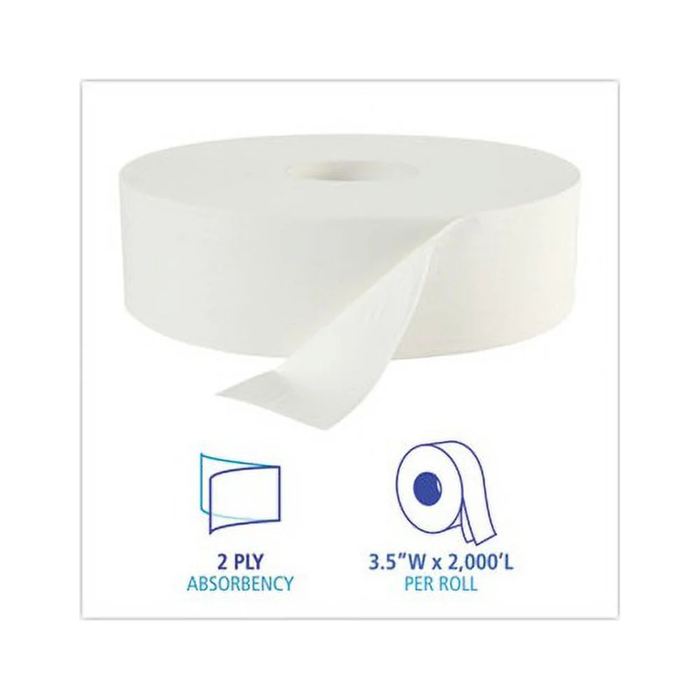 Boardwalk, JRT Bath Tissue Jumbo, Septic Safe, 2-Ply, White, 3.5