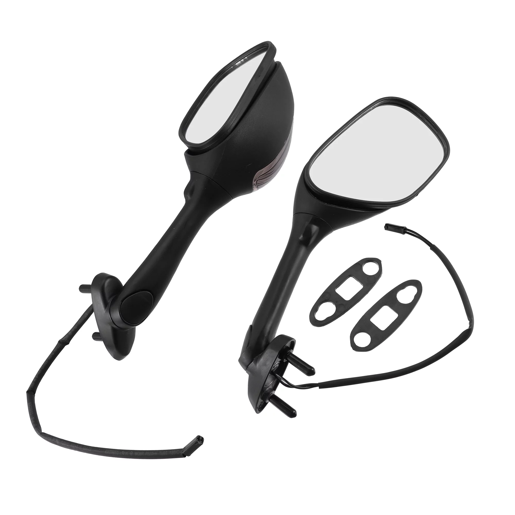Unique Bargains Front Motorcycle Rearview Side Mirrors with LED Turn Signals Light Black Clear 1Pair