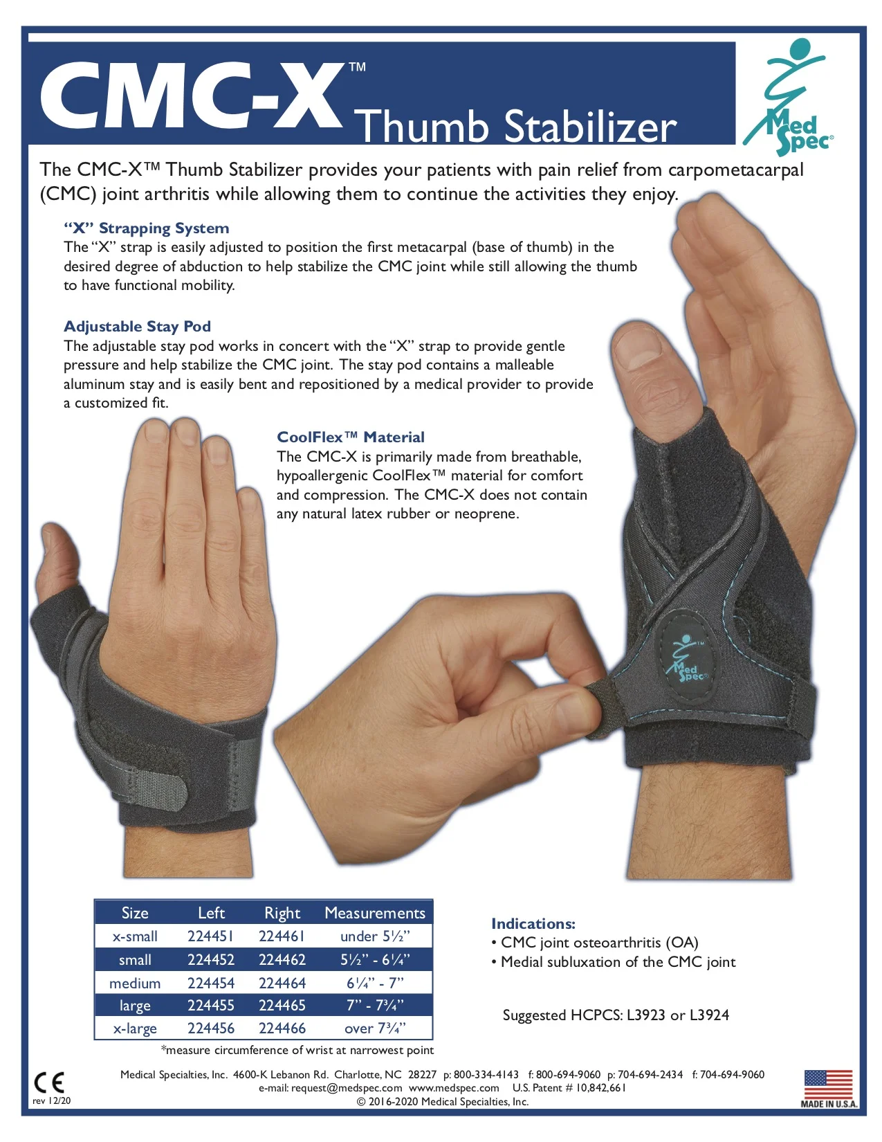 MedSpec CMC-X ™ Thumb Stabilizer, Medium / Left