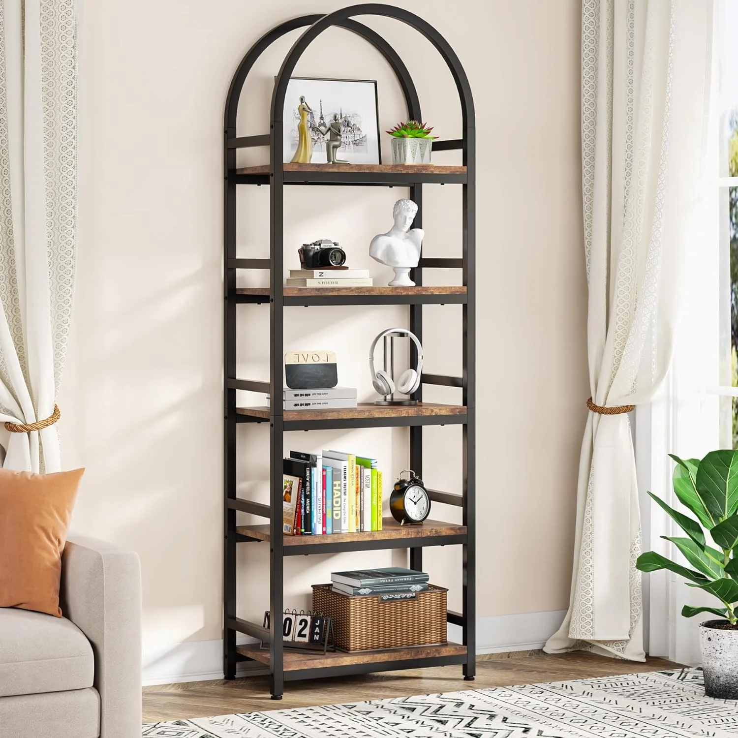5-Tier Open Bookshelf, 74.4