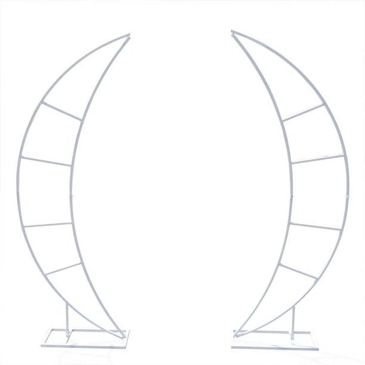ANQIDI 6.56Ft White Crescent Moon Shape Wedding Arch 2Pcs Metal Party Backdrop Stand Flower Holder