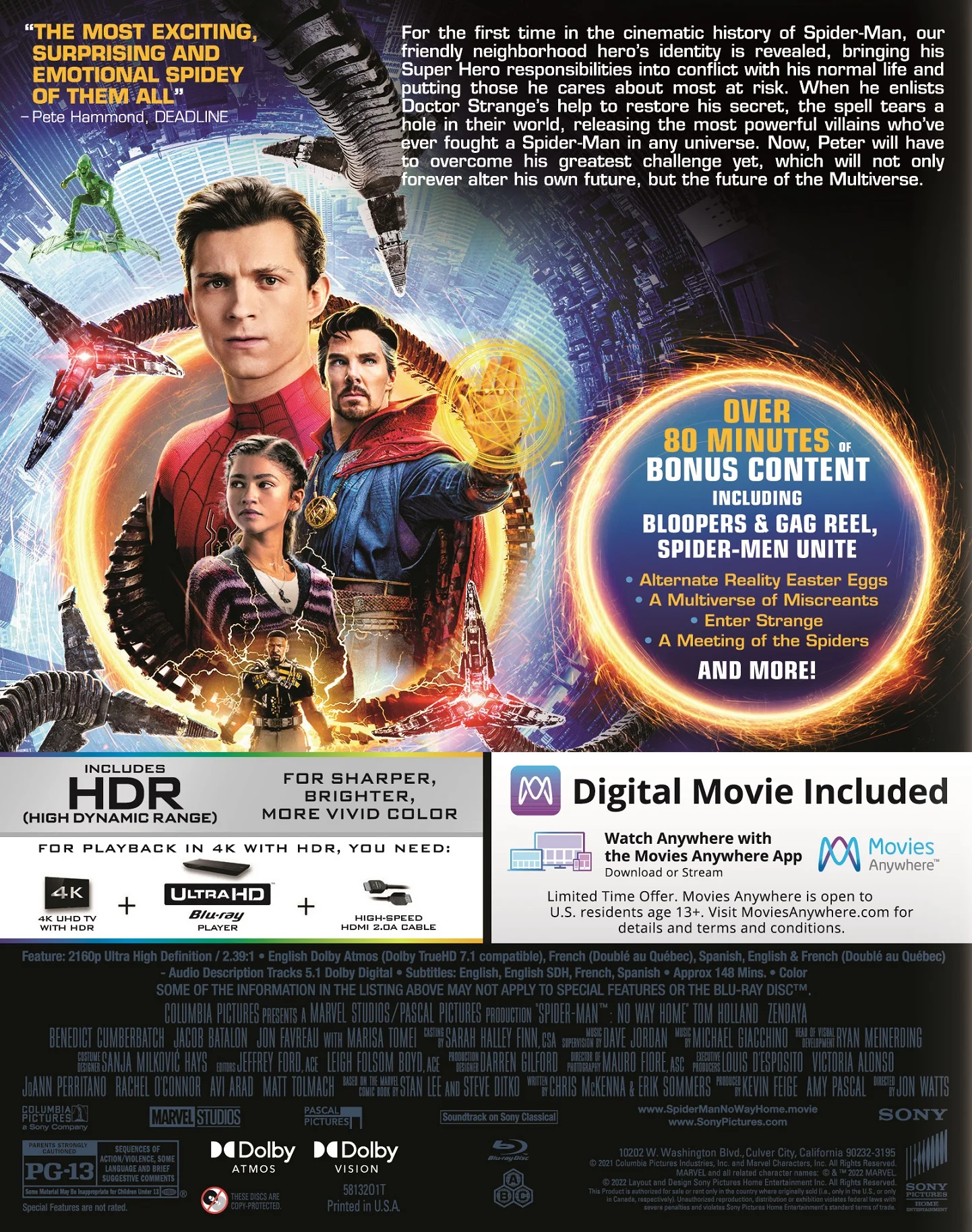 Spider-Man: No Way Home (Walmart Exclusive) (4K Ultra HD + Blu-ray)