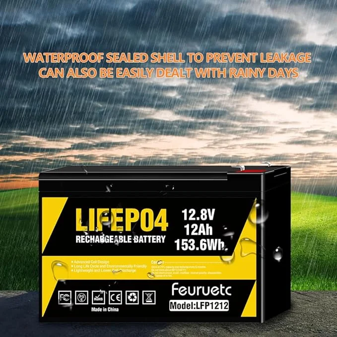 12V 12Ah Deep Cycle LiFePO4 Battery,12 volt lithium phosphate battery for Camping，Fish Finder, Scooter, Security System, Ride on Toys Automotive Replacement Batteries，UPS etc Rechargeable Lit