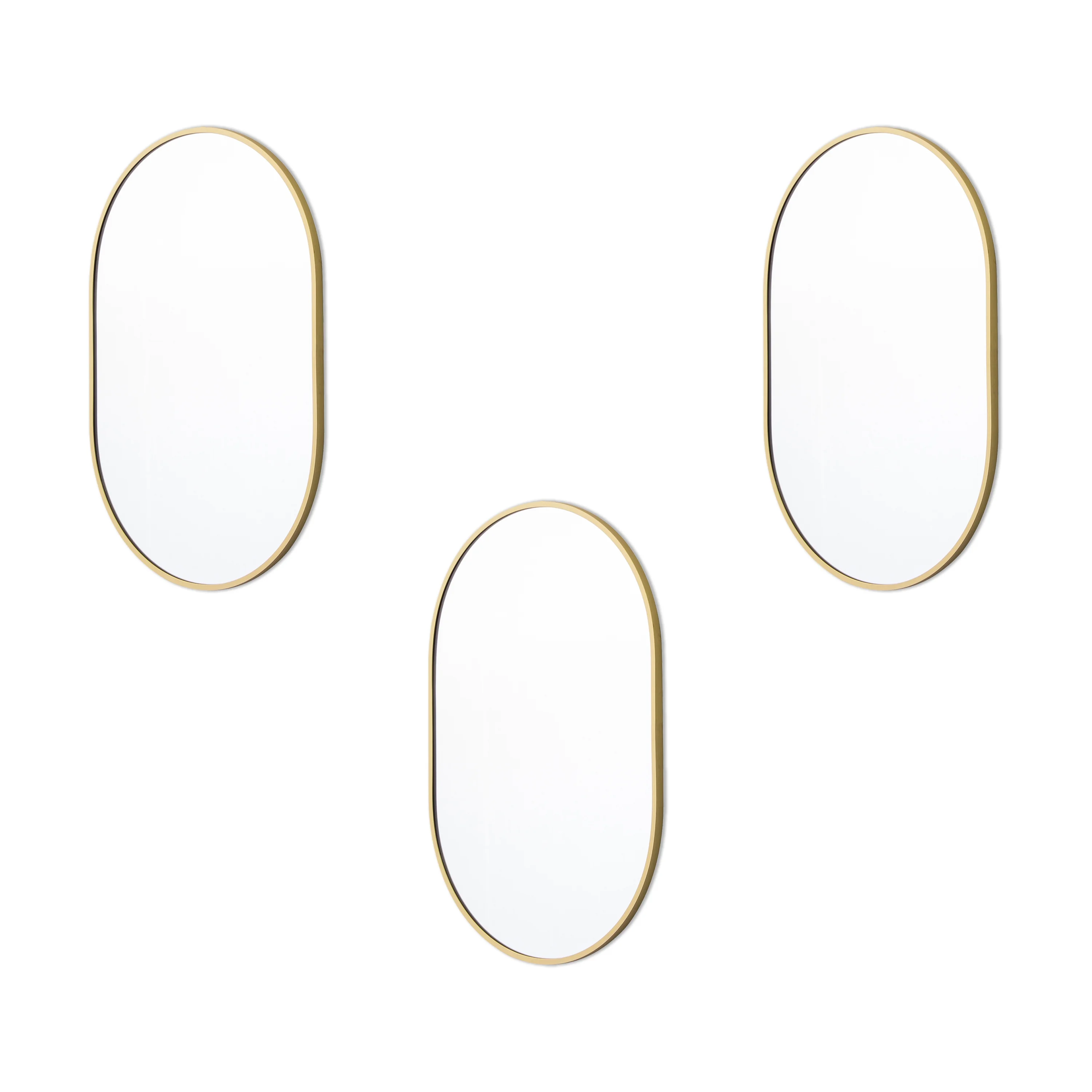 Better Homes & Garden 3pc Indoor Gold Oblong Shaped Modern Wall Mirror Set