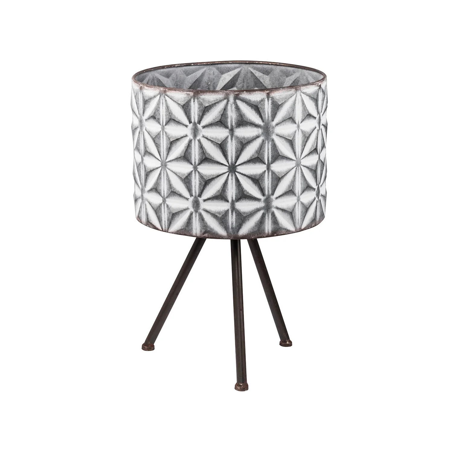 A&B Home Large Round Planters on Stands - Gray, White - Set of Two