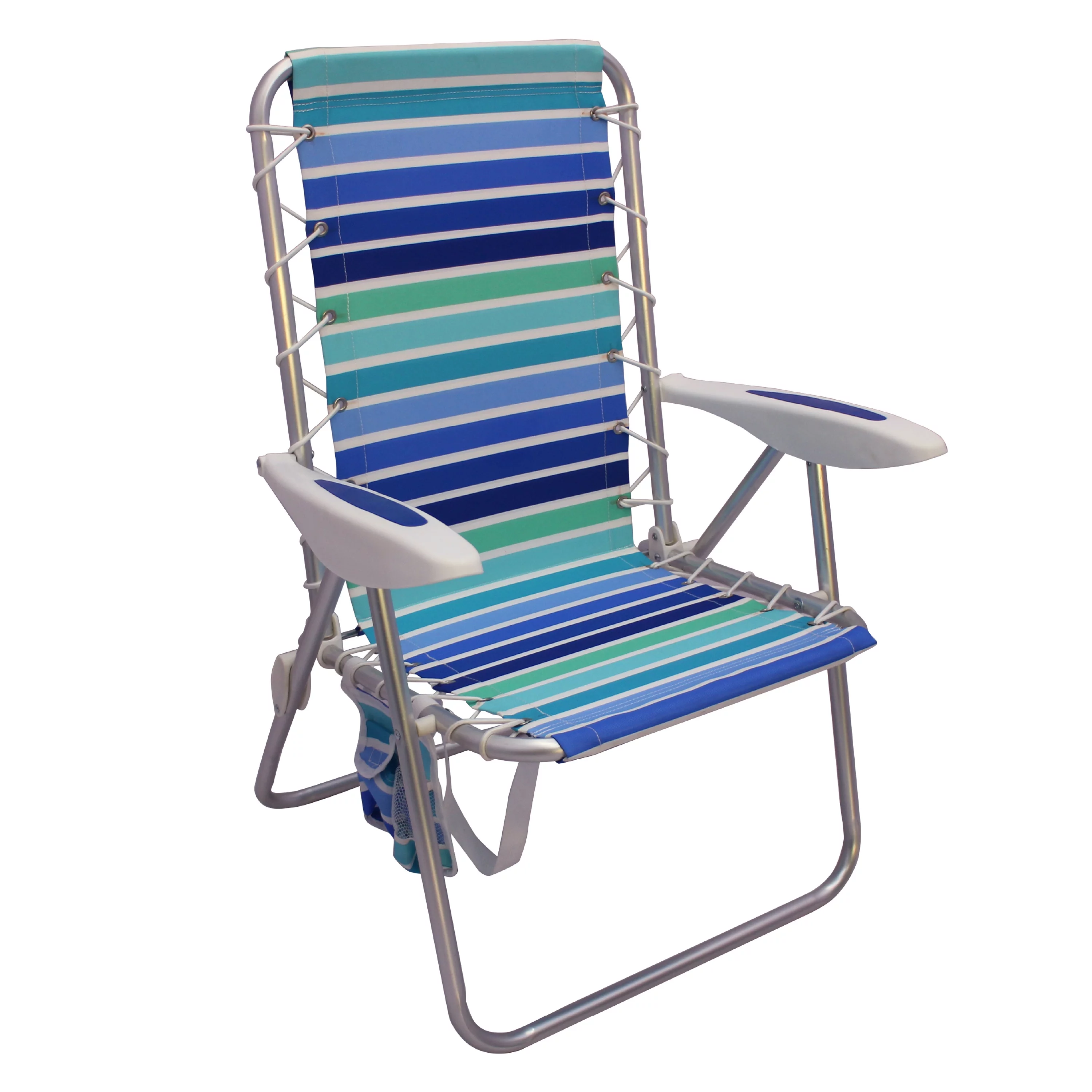 2-Pack Mainstays Reclining Bungee Beach Chair Blue & Green Stripe