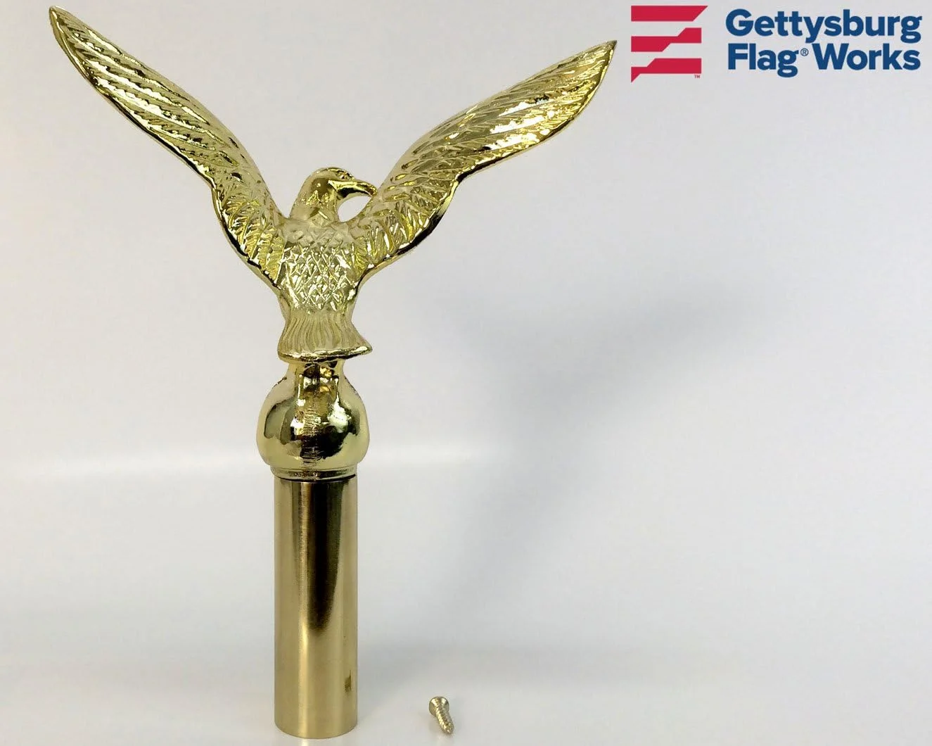 Aluminum Flying Eagle, Brass Look, For Indoor Or Parade Flagpole Finial Topper