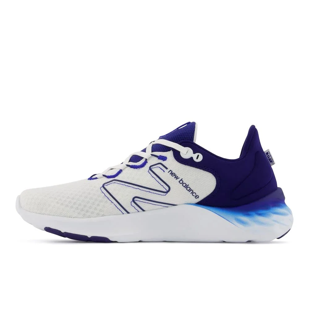 New Balance Men's Fresh Foam Roav V2 Running Shoe, White/Victory Blue, 8.5