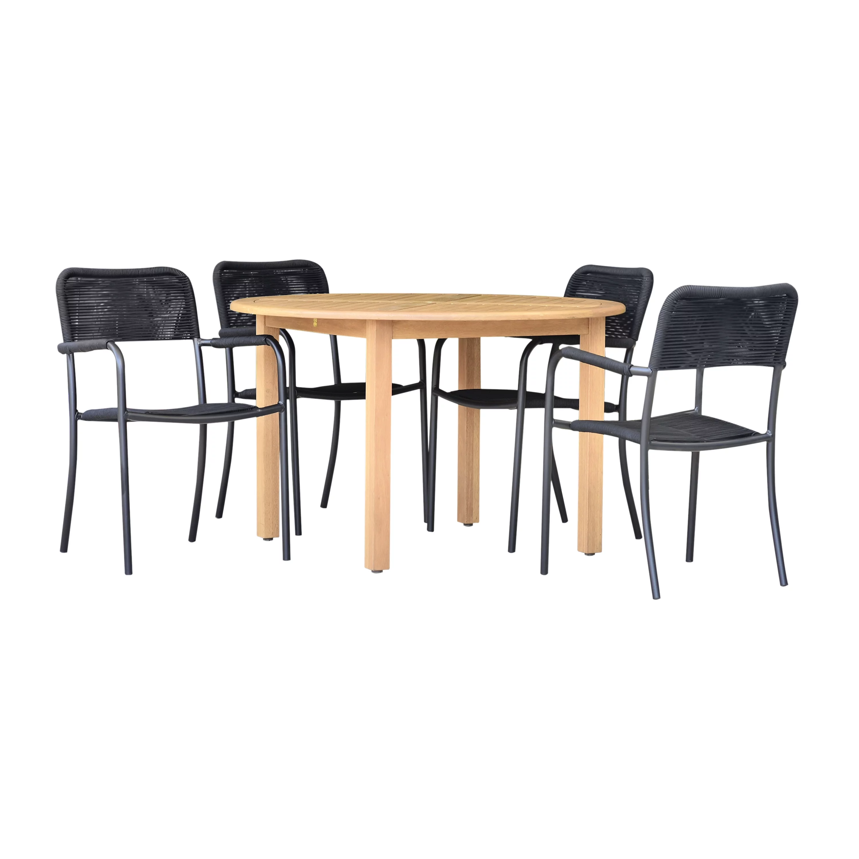 Amazonia Navilly Teak Finish 5 Pieces Round Patio Dining Set