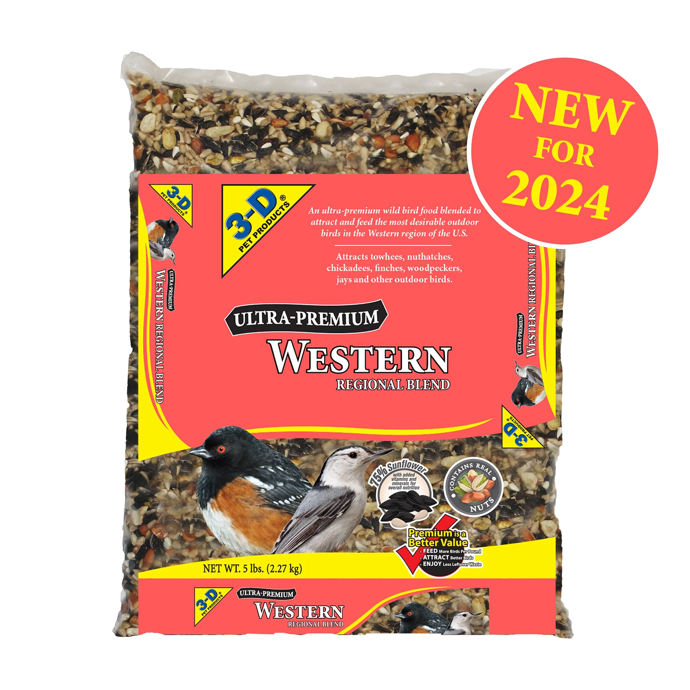 3-D Pet Products Premium Western Region Blend Dry Wild Bird Food, 5 lb., 1 Pack