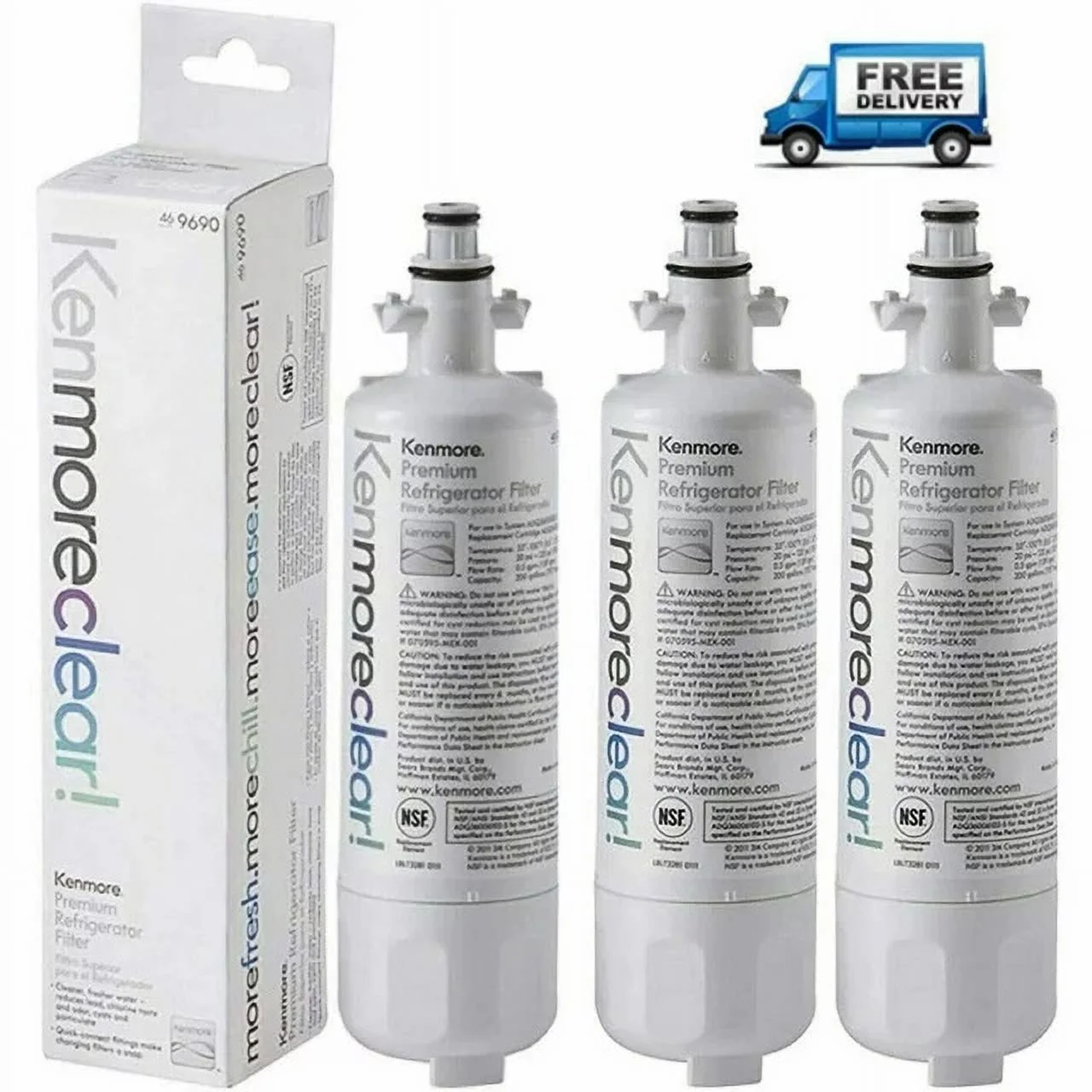 3 Pack Kenmore 9690 46-9690 Compatible with ADQ36006102,ADQ36006101 Refrigerator Water Filter