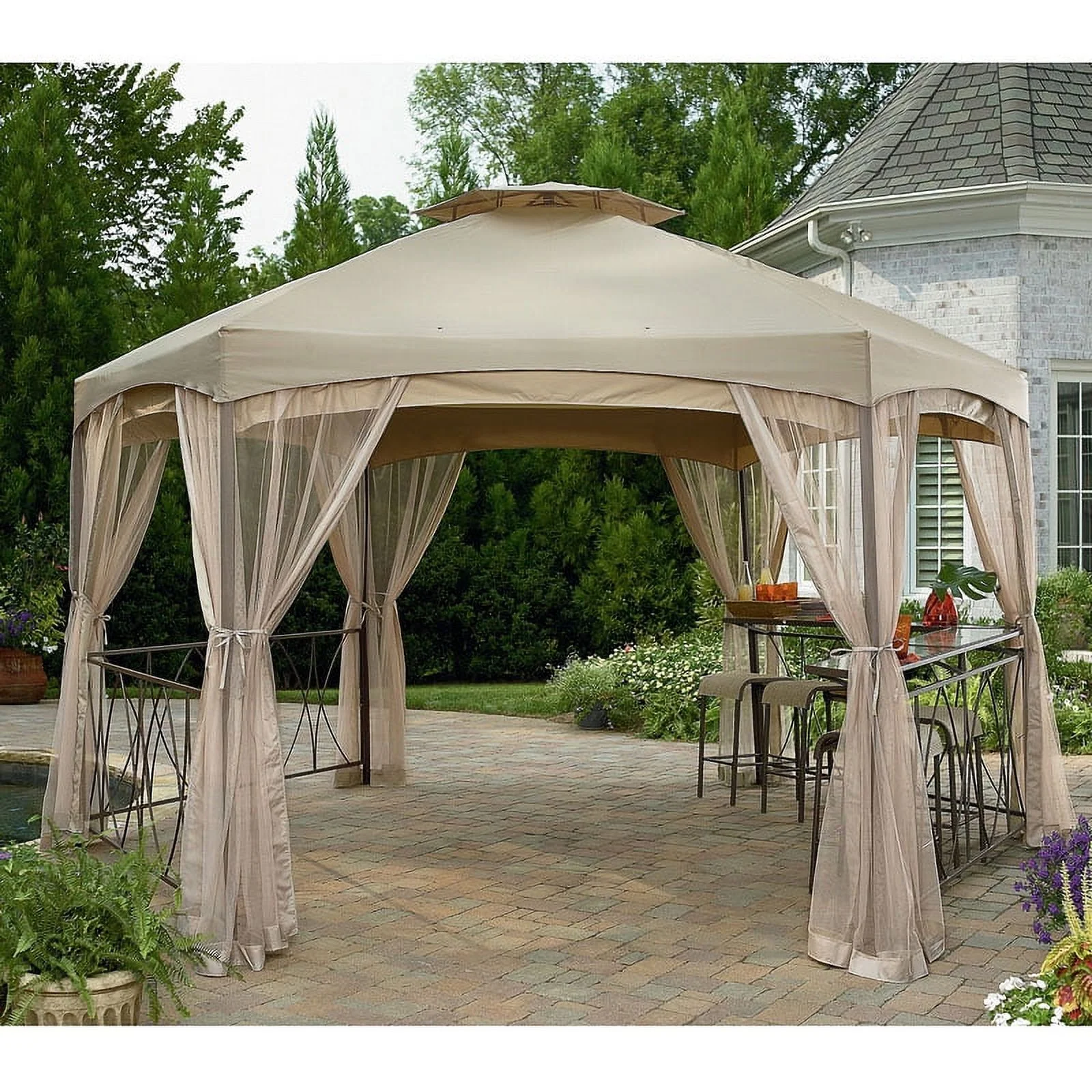 Garden Winds Replacement Canopy Top for Clayton Hexagon Gazebo - Riplock 350