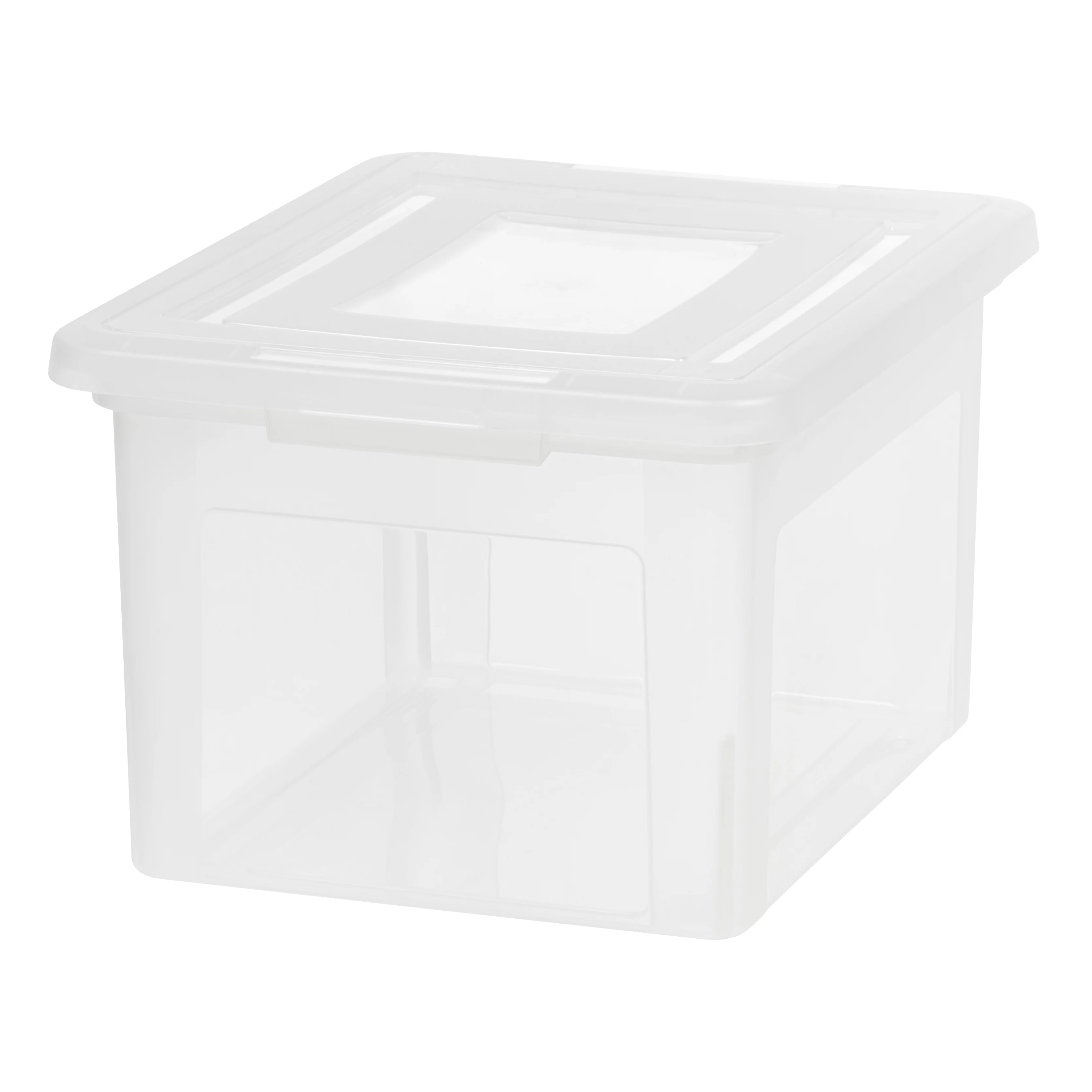 IRIS USA, Clear Lidded Dual Purpose Letter and Legal Size Plastic File Box, 4 Pack