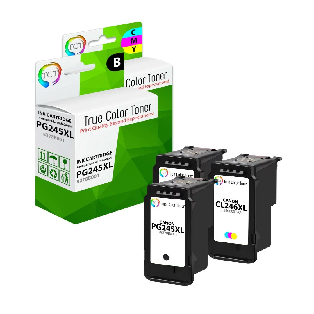 TCT Compatible HY Ink Cartridge Replacement for the Canon 245XL 246XL Series - 3 Pack (2 BK, 1 CL)