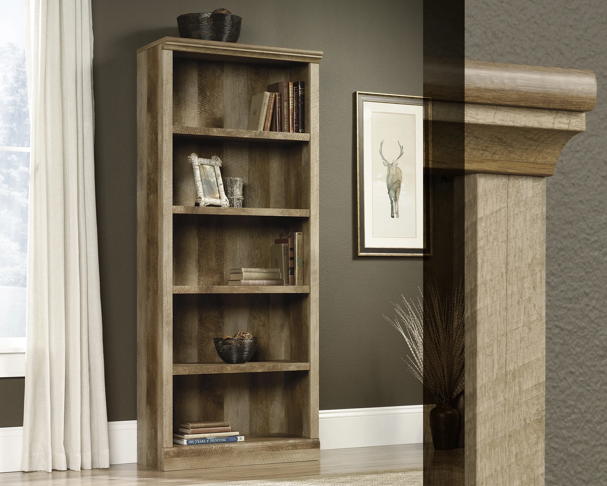 Sauder Select 5-Shelf Bookcase Craftsman Oak