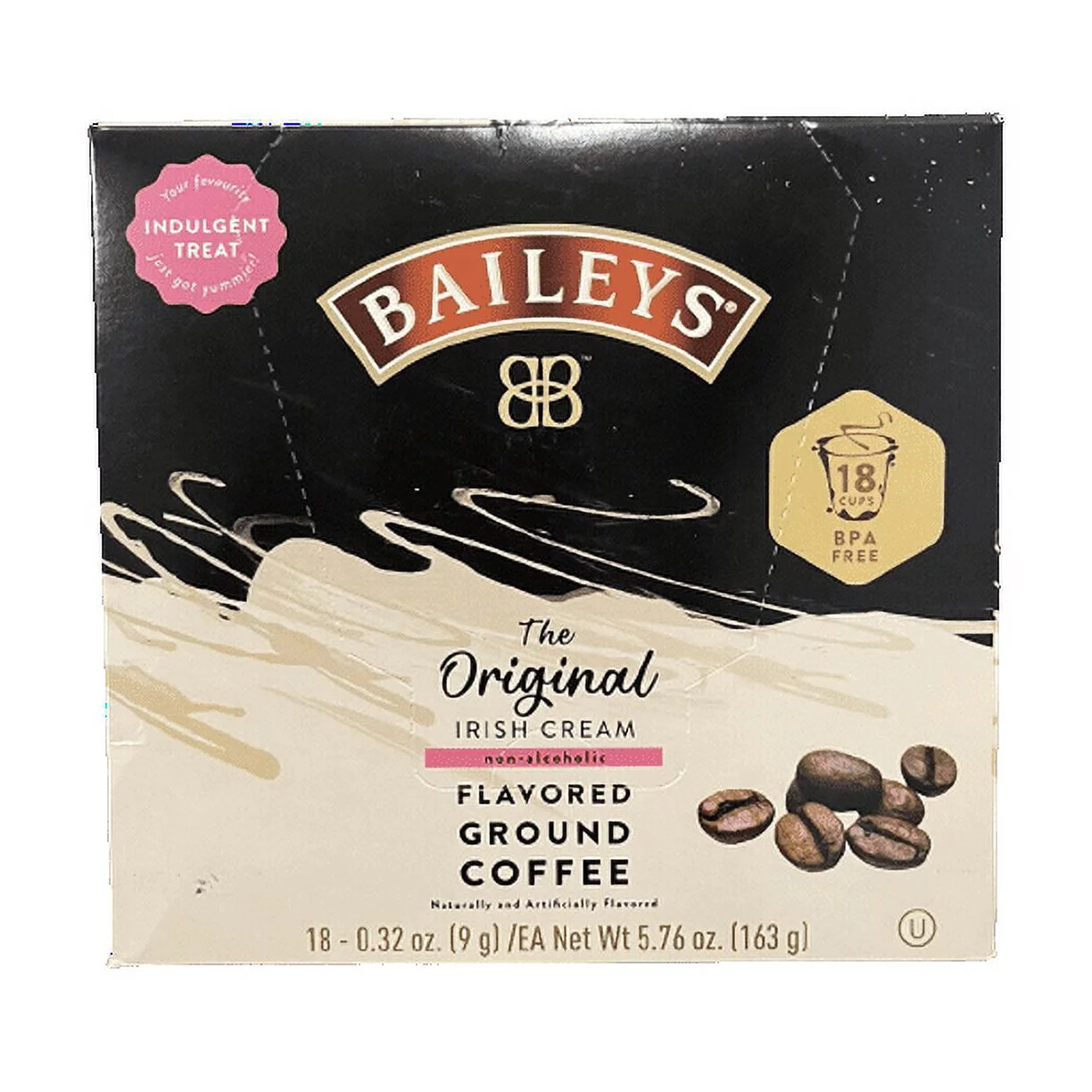 Baileys The Original Irish Cream Non Alcoholic Flavored Ground Coffee Pods - 72 Count