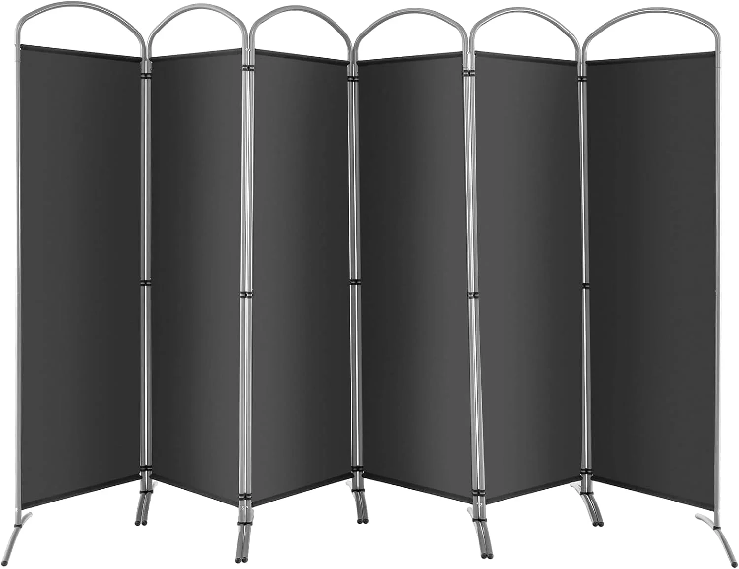 6 Panels Room Divider, 6 Ft Folding Privacy Screen with Stable Metal Frame, Freestanding Fabric Wall Divider and Separator, Portable Room Partition Screen for Home Office Hospital, Grey