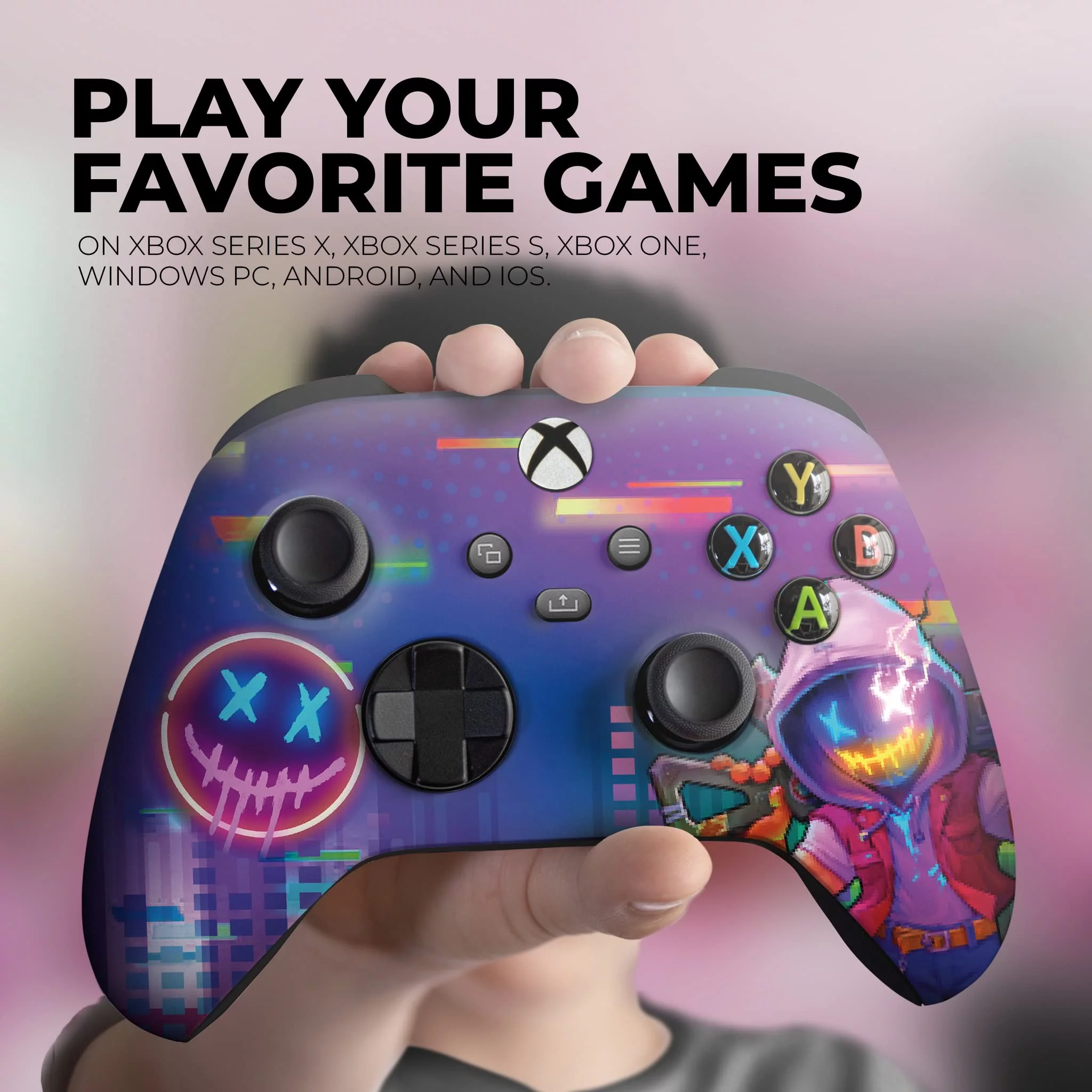 Dreamcontroller Wireless Xbox One Modded Controller Neon Abyss Design, Compatible with Series X/S
