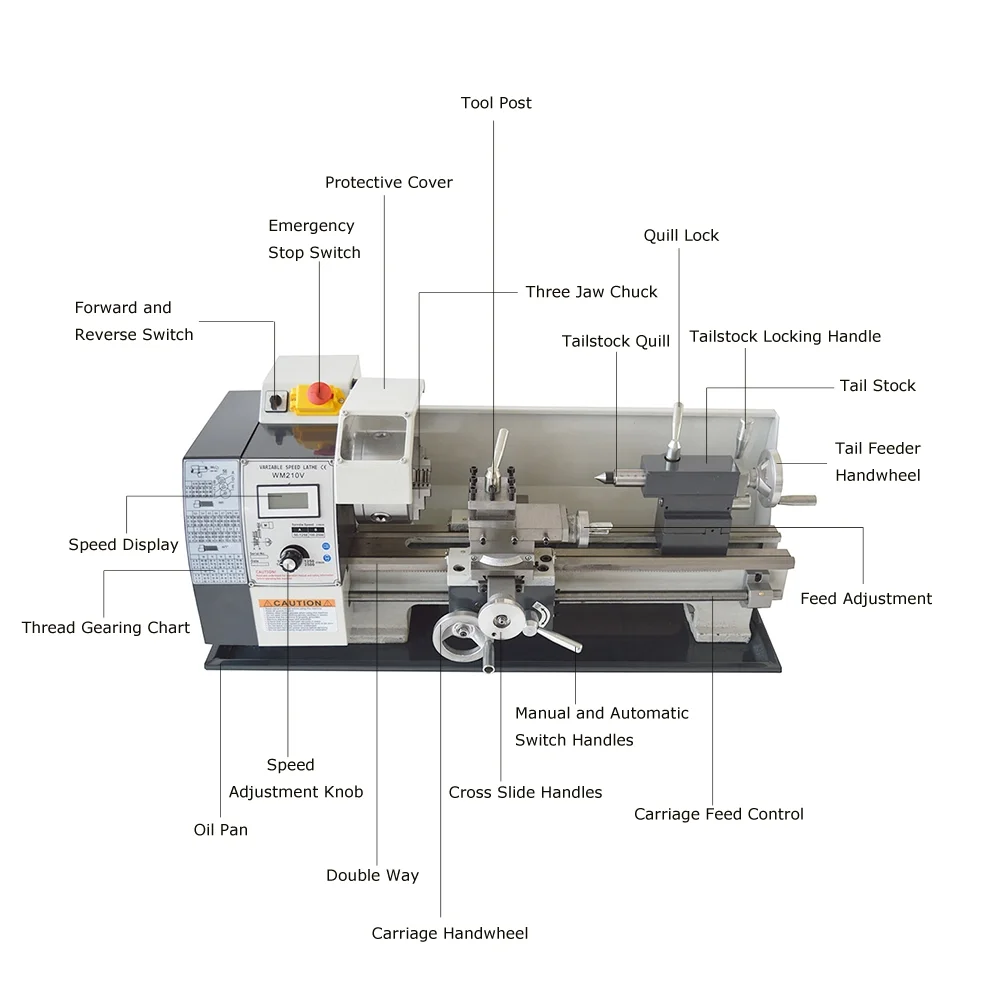 Precision Inch Thread Metal Lathe Bench Turning Machine 8