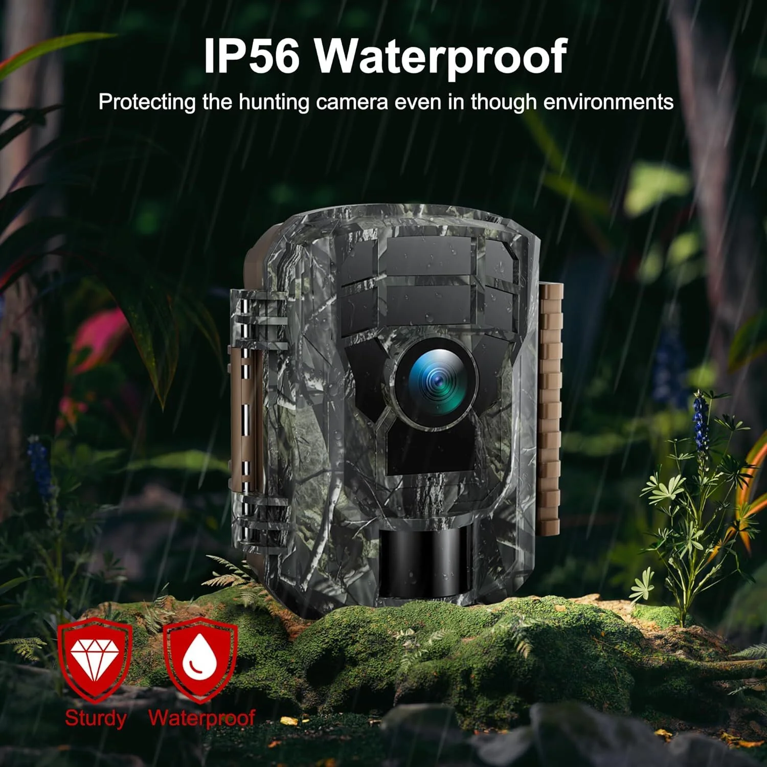 CAMPARK Trail Camera with SD Card 24MP 1080P Game Hunting Deer Camera Night Vision Motion Activated