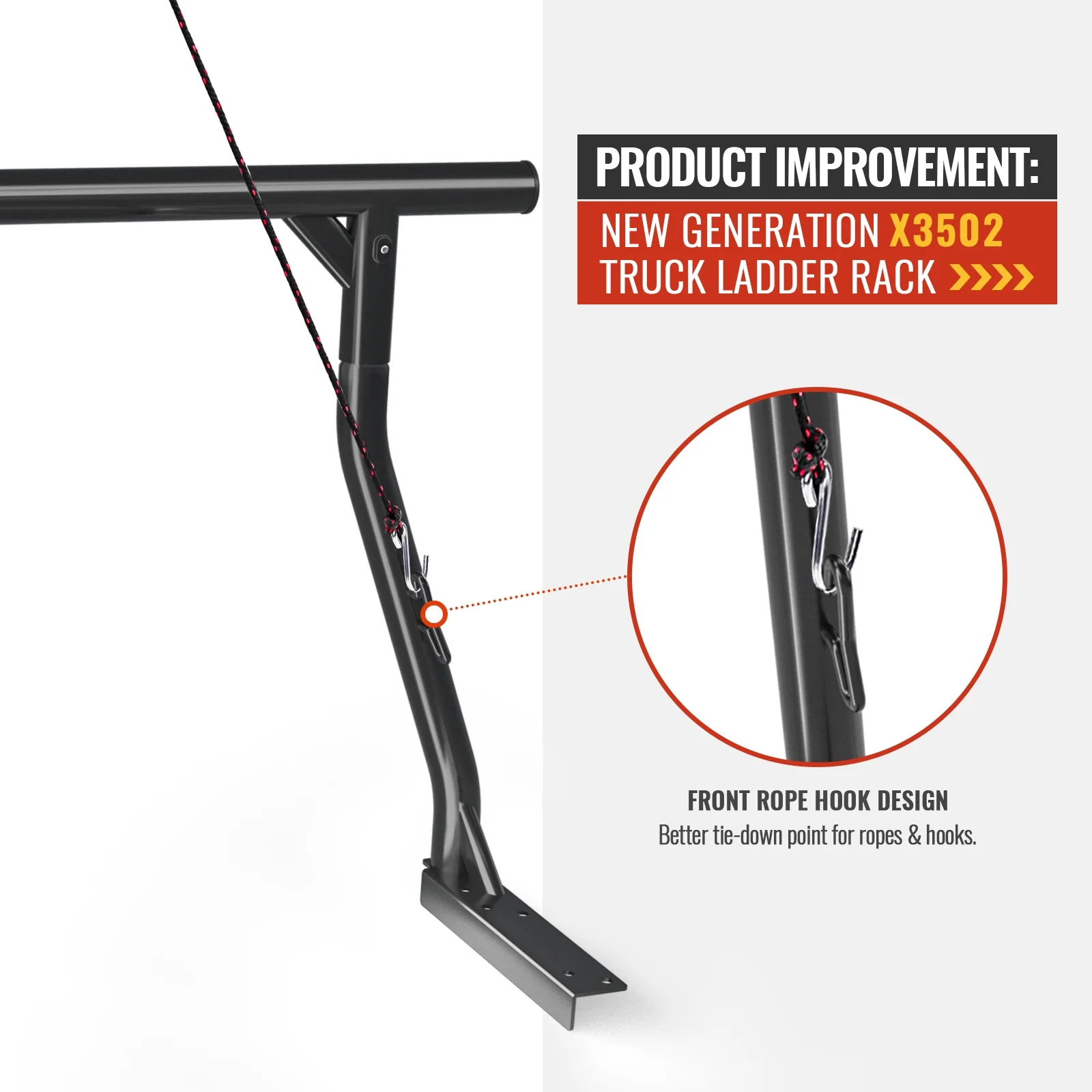 AA-Racks Model X3502 800Ibs Capacity Extendable Steel Pick-Up Truck Ladder Rack Two-bar Set - Matte Black